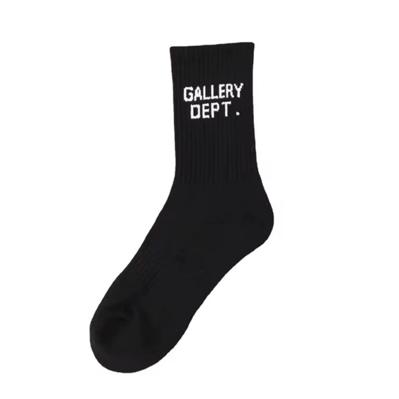 Gallery Dept. Black Socks Ribbed White Logo Casual Fashion Comfort OSFA‎ 1 pair - Picture 1 of 1